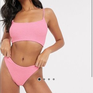 ASOS pink crinkle swimsuit